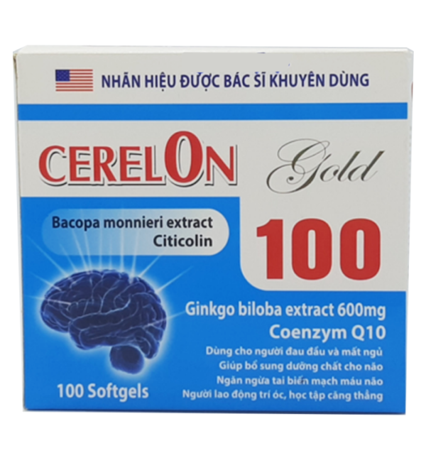 Cerelon Gold 100 - Giúp hoạt huyết dưỡng não, bền thành mạch. chothuoctay