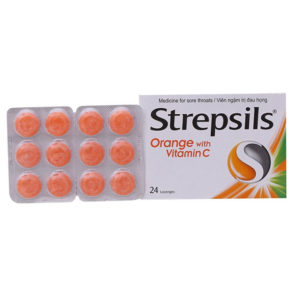 Strepsils Orange With Vitamin C - Viên ngậm trị đau họng - chothuoctay