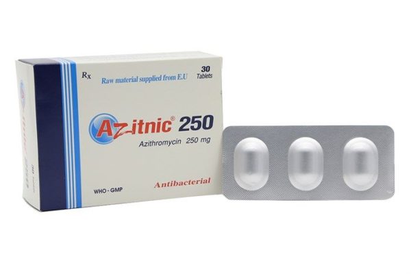 Thuốc kháng sinh Azitnic 250mg hộp 30 viên, chothuoctay