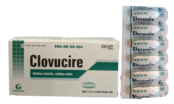 Viên đặt âm đạo Clovucire hộp 2 vỉ x 6 viên đặt, chothuoctay