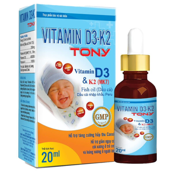 VITAMIN D3 K2 TONY - Giúp bổ sung Vitamin D3 và DHA cho cơ thể. chothuoctay