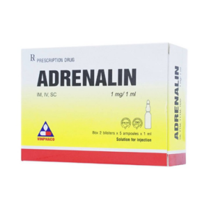 Dung dịch tiêm Adrenalin hỗ trợ điều trị hồi sức tim phổi, cấp cứu choáng phản vệ (Hộp 10 ống)