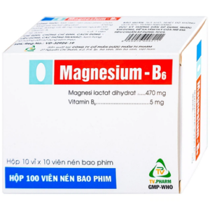 Thuốc Magnesium - B6 TV.Pharm giảm các triệu chứng thiếu hụt magnesi, nôn mửa, khó chịu (10 vỉ x 10 viên)