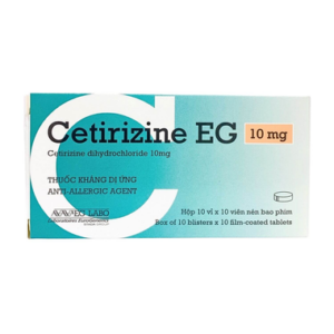 Thuốc Cetirizine EG 10mg Pymepharco điều trị viêm mũi dị ứng, mày đay (10 vỉ x 10 viên)