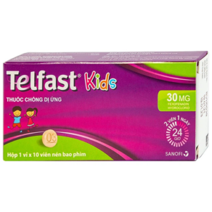 Thuốc Telfast Kids 30mg Sanofi điều trị viêm mũi dị ứng, mề đay cho trẻ em (1 vỉ x 10 viên)