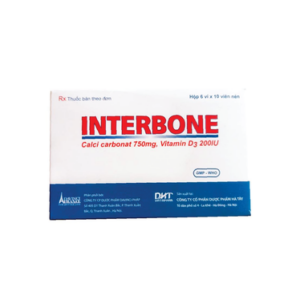 Thuốc Interbone dự phòng và điều trị thiếu hụt calci, vitamin D3 (6 vỉ x 10 viên)