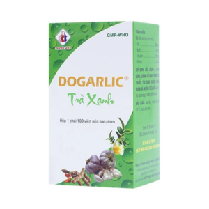 Viên nén bao phim Dogarlic Trà Xanh điều trị tăng lipid máu, phòng ngừa xơ vữa động mạch (chai 100 viên)