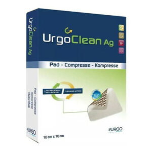 Gạc Urgo Clean Ag giúp chống lại nhiễm khuẩn cục bộ Hộp 10 miếng (10cm x 10cm)