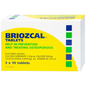 Thuốc Briozcal Bridge Healthcare dự phòng và điều trị thiếu hụt calci, vitamin D3 (3 vỉ x 10 viên)