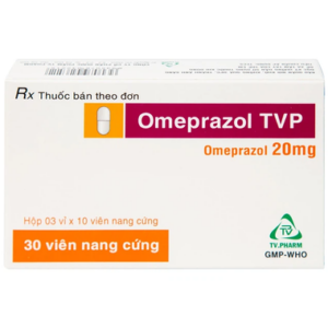 Thuốc Omeprazol 20mg TVP điều trị loét tá tràng, viêm loét dạ dày (3 vỉ x 10 viên)