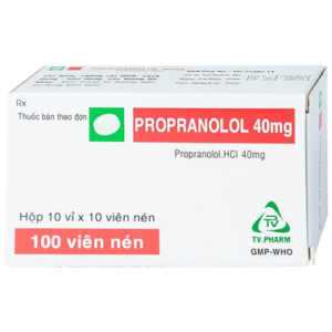 Thuốc Propranolol 40mg TV.Pharm điều trị tăng huyết áp, đau thắt ngực (10 vỉ x 10 viên)