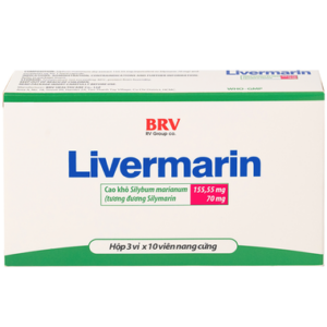 Thuốc Livermarin 70mg Brv điều trị rối loạn tiêu hoá, viêm gan cấp và mãn tính (3 vỉ x 10 viên)