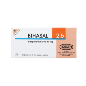 Thuốc Bihasal 2.5mg hỗ trợ điều trị tăng huyết áp, đau thắt ngực, suy tim (Hộp 50 viên)