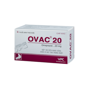 Thuốc Ovac 20mg Pharimexco điều trị và dự phòng tái phát loét dạ dày, tá tràng (10 vỉ x 10 viên)