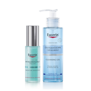 Combo Tinh Chất Cấp Ẩm Eucerin Hyaluron [3X]+ Filler Moisture Booster cấp ẩm ngăn ngừa lão hóa (30ml) + Gel Rửa Mặt Dermato (200ml)