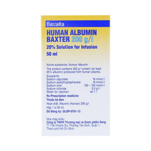 Thuốc tiêm Human Albumin 20% Octapharma phục hồi và duy trì thể tích máu (50ml)