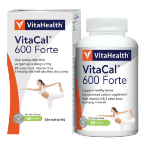 Viên uống Vitacal 600 Forte VitaHealth hỗ trợ hệ xương và răng chắc khỏe (60 viên)