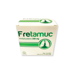 Thuốc Fretamuc 200 mg điều trị các rối loạn hô hấp liên quan đến tăng tiết chất nhầy nhớt, đặc (10 vỉ x 10 viên)