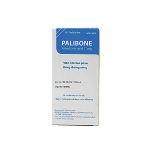 Thuốc Palibone 70mg có chứa thành phần chính là Natri alendronat trihydrat, tác dụng điều trị loãng xương (  1 vỉ x 4 viên )