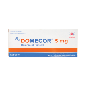 Thuốc Domecor 5mg Domesco điều trị tăng huyết áp, đau thắt ngực, suy tim mạn tính ổn định (3 vỉ x 10 viên)