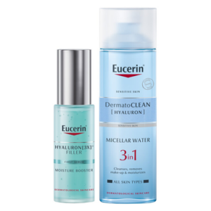 Combo Tinh Chất Cấp Ẩm Eucerin Hyaluron [3X]+ Filler Moisture Booster cấp ẩm ngăn ngừa lão hóa (30ml) + Nước Tẩy Trang Da Nhạy Cảm Dermatoclean Micellar Cleansing Fluid (200ml)