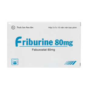 Thuốc Friburine 80mg trị tăng acid uric huyết ở bệnh nhân bị gout mạn tính (3 vỉ x 10 viên)