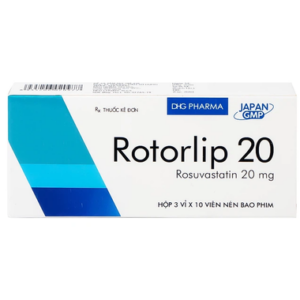 Thuốc Rotorlip 20 DHG điều trị tăng cholesterol máu, dự phòng biến cố tim mạch (3 vỉ x 10 viên)