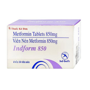 Thuốc Indform 850mg điều trị đái tháo đường tuýp 2 (4 vỉ x 15 viên)