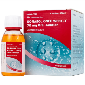 Thuốc Bonasol Once Weekly 70 mg Oral Solution điều trị loãng xương ở người lớn tuổi, phụ nữ mãn kinh (hộp 4 chai 100ml)