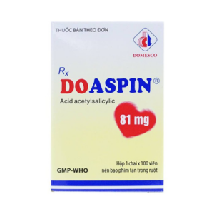 Thuốc Doaspin 81mg Domesco dự phòng huyết khối tim mạch và mạch não (chai x 100 viên)