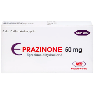 Thuốc Eprazinone 50mg Mebiphar điều trị viêm phế quản, suy hô hấp mạn tính (3 vỉ x 10 viên)