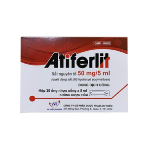 Dung dịch uống Atiferlit 50mg/5ml An Thiên giúp bổ sung sắt cho những trường hợp bị thiếu máu do thiếu sắt (30 ống x 10ml)