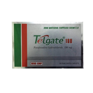 Thuốc Telgate 180mg hỗ trợ điều trị viêm mũi dị ứng, mày đay (Hộp 20 viên)