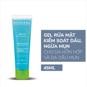 Gel rửa mặt Bioderma dành cho da dầu & hỗn hợp Sébium Gel Moussant (45ml)