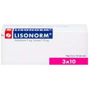 Thuốc Lisonorm 5mg/10mg điều trị tăng huyết áp vô căn (3 vỉ x 10 viên)