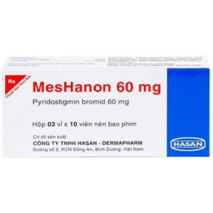 Viên nén MesHanon 60mg Hasan điều trị nhược cơ, tắt ruột do liệt ruột và bí tiểu sau phẫu thuật (3 vỉ x 10 viên)