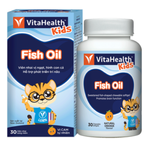 Thực phẩm bảo vệ sức khỏe VitaHealth Kids Fish Oil hỗ trợ bổ sung DHA cho trẻ em (30 viên)