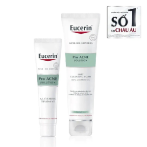 Bộ Sản Phẩm Eucerin Tinh Chất Giảm Mụn Pro Acne Aiclearing Treatment 40Ml Và Sữa Rửa Mặt Tạo Bọt Pro Acne Cleansing Foam 150G giúp giảm mụn và thu nhỏ lỗ chân lông.