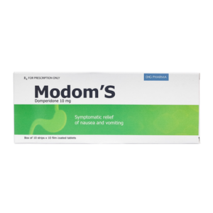 Viên nén Modom's 10mg DHG Pharma điều trị triệu chứng nôn và buồn nôn (10 vỉ x 10 viên)