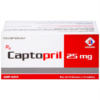 Thuốc Captopril 25mg điều trị tăng huyết áp, suy tim, nhồi máu cơ tim (10 vỉ x 10 viên)