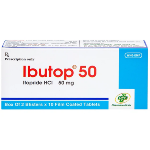 Thuốc Ibutop 50 điều trị viêm dạ dày, chướng bụng, đau bụng, chán ăn, ợ nóng (2 vỉ x 10 viên)