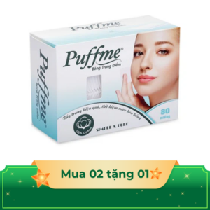 Bông tẩy trang Puffme làm sạch bụi bẩn và tế bào chết trên da (hộp 80 miếng)