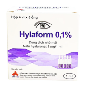 Dung dịch nhỏ mắt Hylaform 0.1% điều trị khô mắt (hộp 4 vỉ x 5 ống)