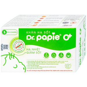 Khăn hạ sốt DR.Papie 0+ giảm nhiệt an toàn cho bé từ 0 tháng tuổi (5 túi x 5 khăn)