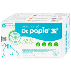 Khăn hạ sốt Dr.Papie 3mo+ hỗ trợ hạ nhiệt, giảm sốt an toàn cho bé (5 túi x 5 khăn)